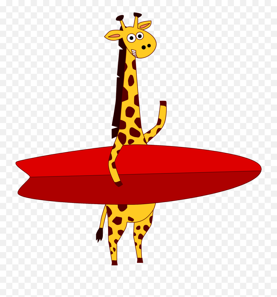 Giraffe With A Surfboard Clipart - Dot Emoji,Surfboard Clipart