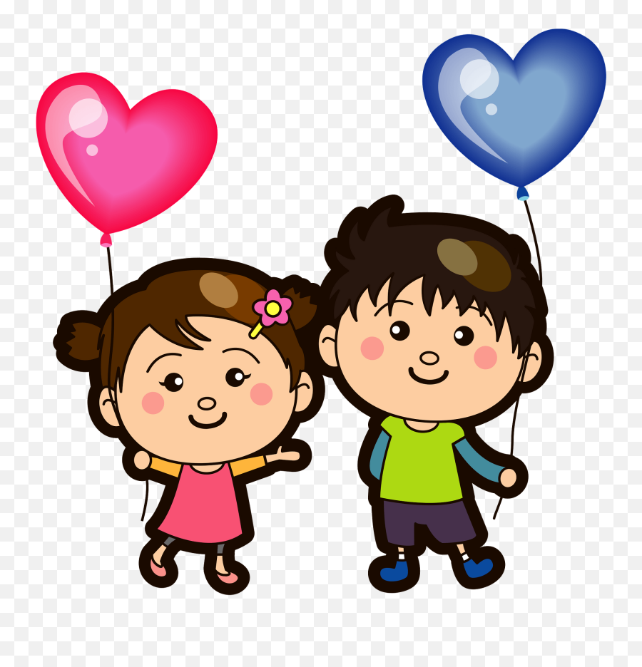 Holding Heart Balloons Clipart - Imagens Menino E Menina Png Emoji,Sister Clipart
