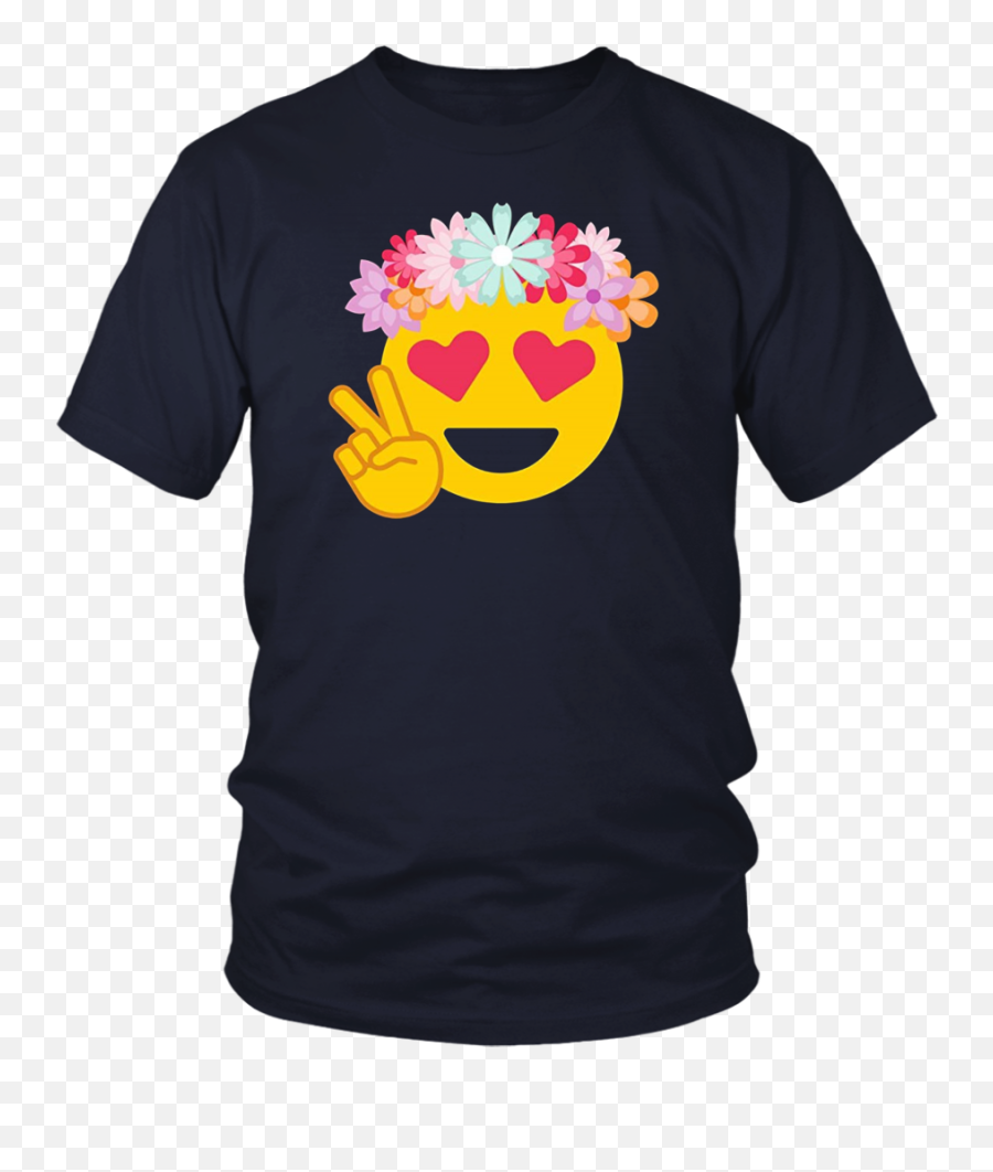 Funny Smiley Smiling Heart Eyes Emoji With Hippie Flower - Its The Size Of The Dog Shirt,Heart Eyes Emoji Png