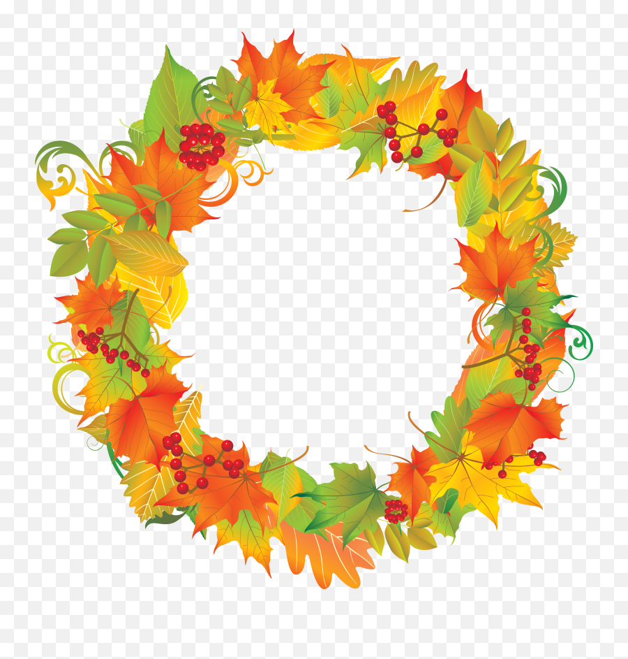 Fall Wreath Png - Transparent Autumn Wreath Clipart Emoji,Wreath Clipart