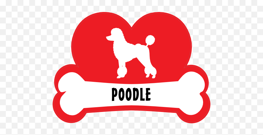 I Love My Poodle With Dog Bone And Heart Sticker - Language Emoji,Dog Bone Clipart