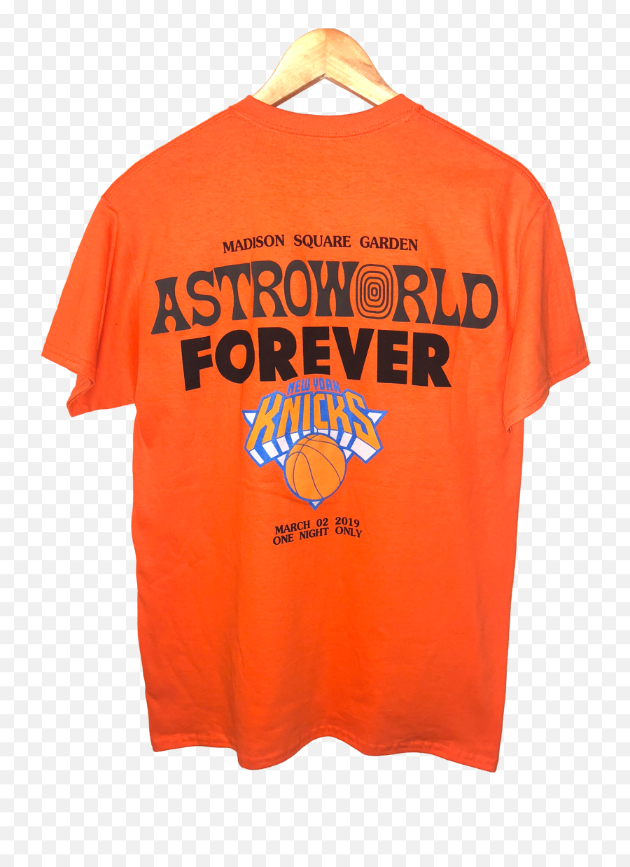 Rare Travis Scott Knicks Exclusive Astroworld Nyc Msg Orange Tee Emoji,Madison Square Garden Logo