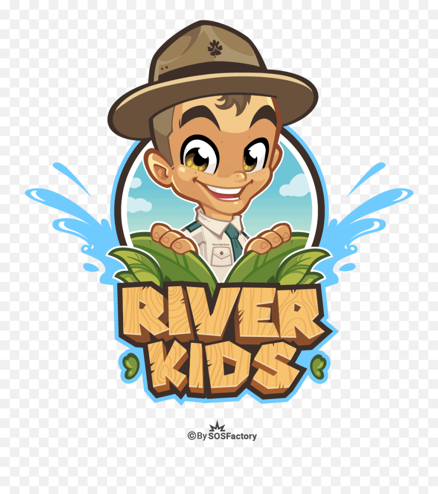 Mascot Logo Design Process For River Kids Sosfactory Emoji,Hat Logo Design