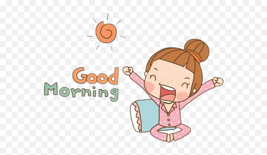Good Morning Cartoon - Good Morning Clipart Cute Emoji,Good Morning Clipart