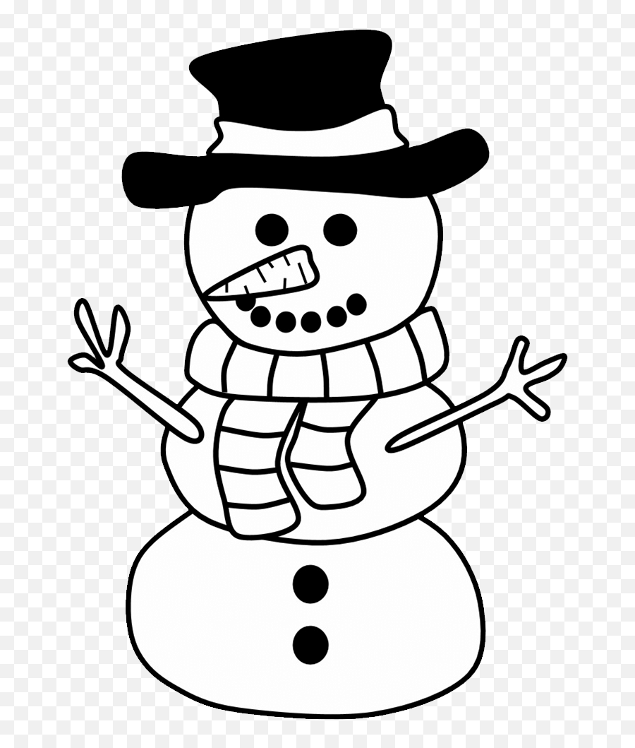 Cute Snowman Clipart Black And White - Black And White Snowman Images Clip Art Emoji,Snowman Clipart