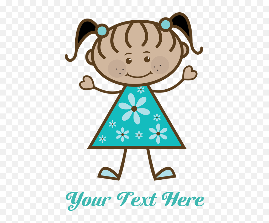 Teal Stick Figure Ethnic Girl Mini Poster Print - Auntie Day Emoji,Stick Figure Family Clipart
