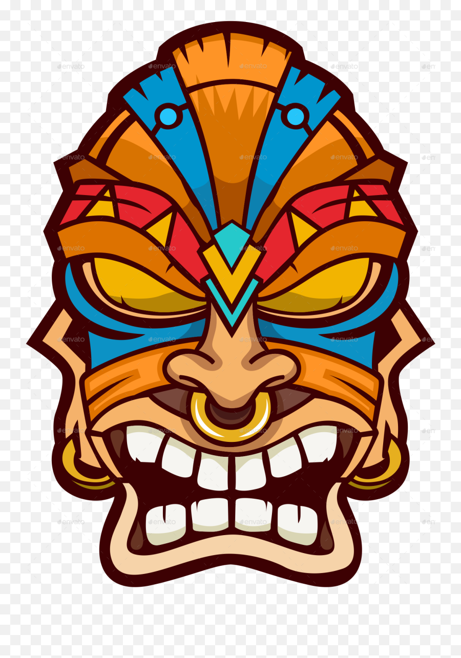 Tiki Mask Design Logo Template - Wide Grin Emoji,Mask Logo