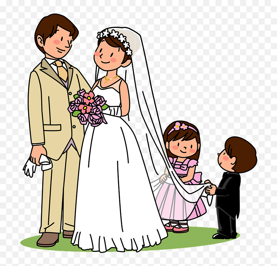 Groom Are At The Wedding Clipart - Flower Girl Bride Clipart Emoji,Wedding Clipart