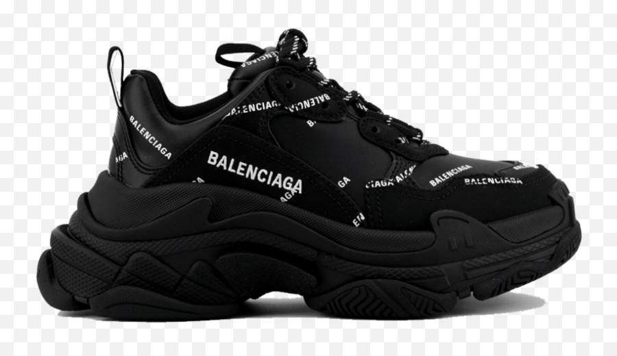 Balenciaga Triple S Logo Black Sneaker - Round Toe Emoji,Balenciaga Logo