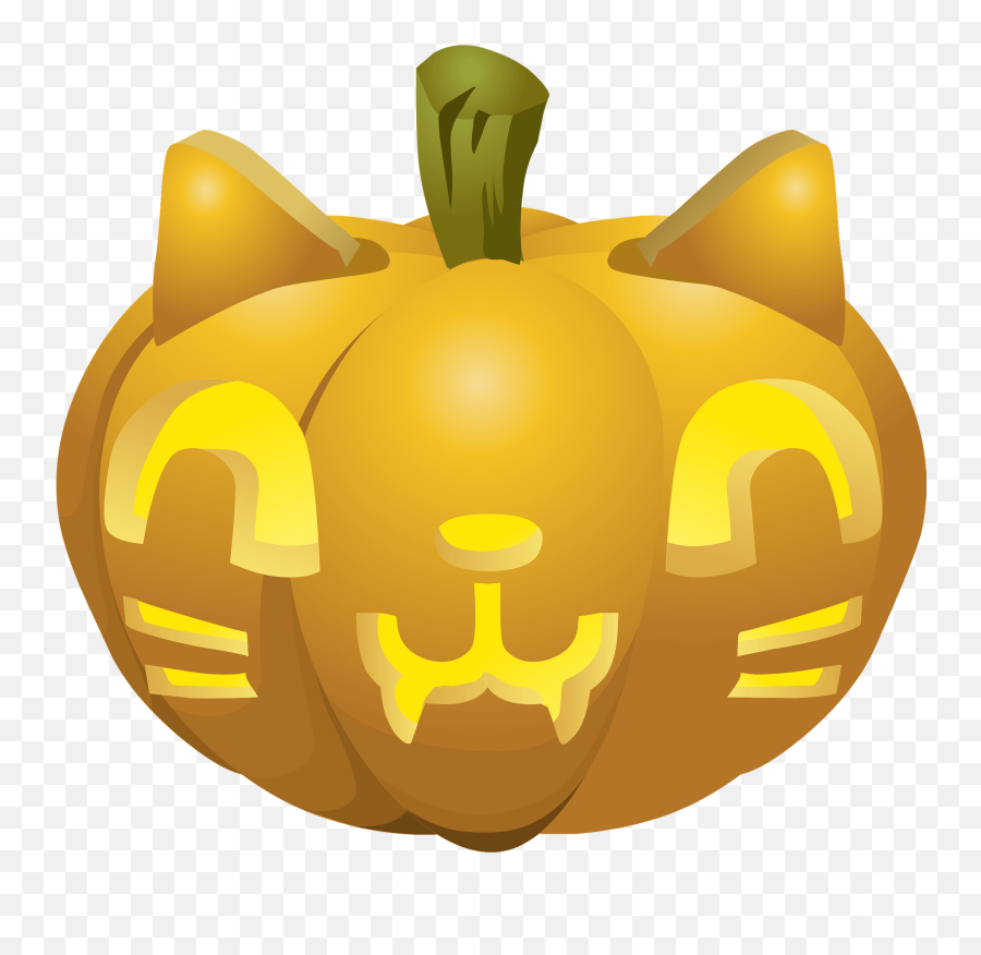 Carved Pumpkin Lit Up Inside - Calabaza Cara De Gato Emoji,Pumpkin Carving Clipart