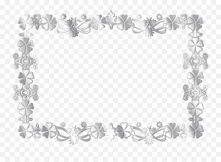 Floral Frame Png - Silver Flowers Transparent Background Emoji,Silver Frame Png
