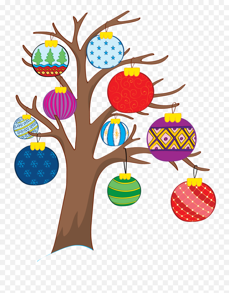 Tree With Christmas Ornaments Clipart - Event Emoji,Christmas Ornaments Clipart