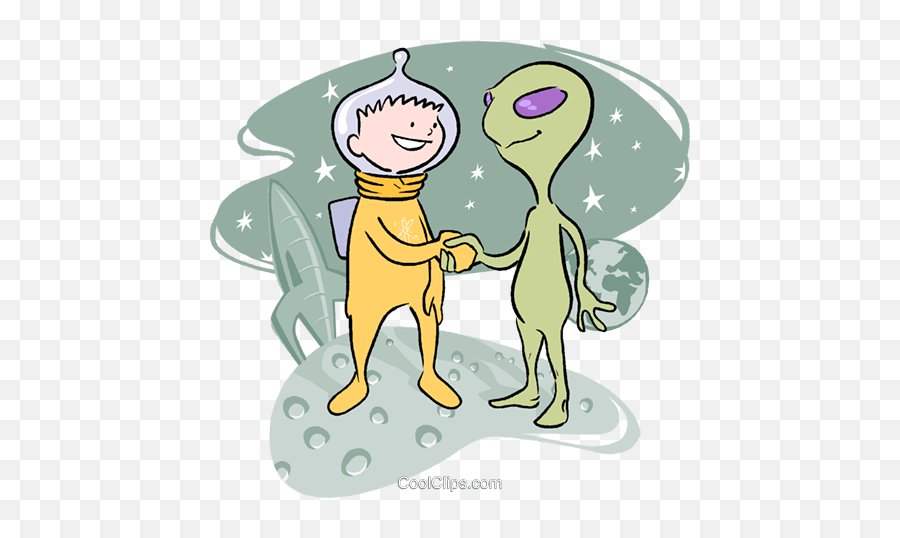 Alien Shaking Hands With An Astronaut Royalty Free Vector Emoji,Shaking Clipart
