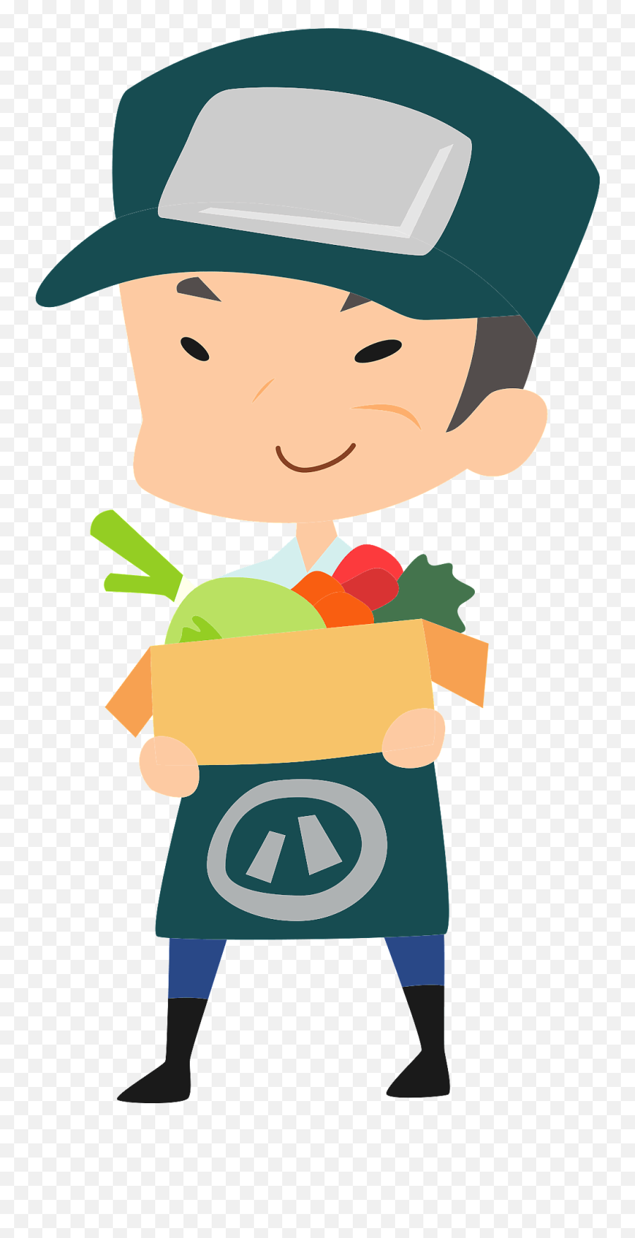 Grocery Store Worker With Vegetable Produce Clipart Free - Fictional Character Emoji,Grocery Store Clipart