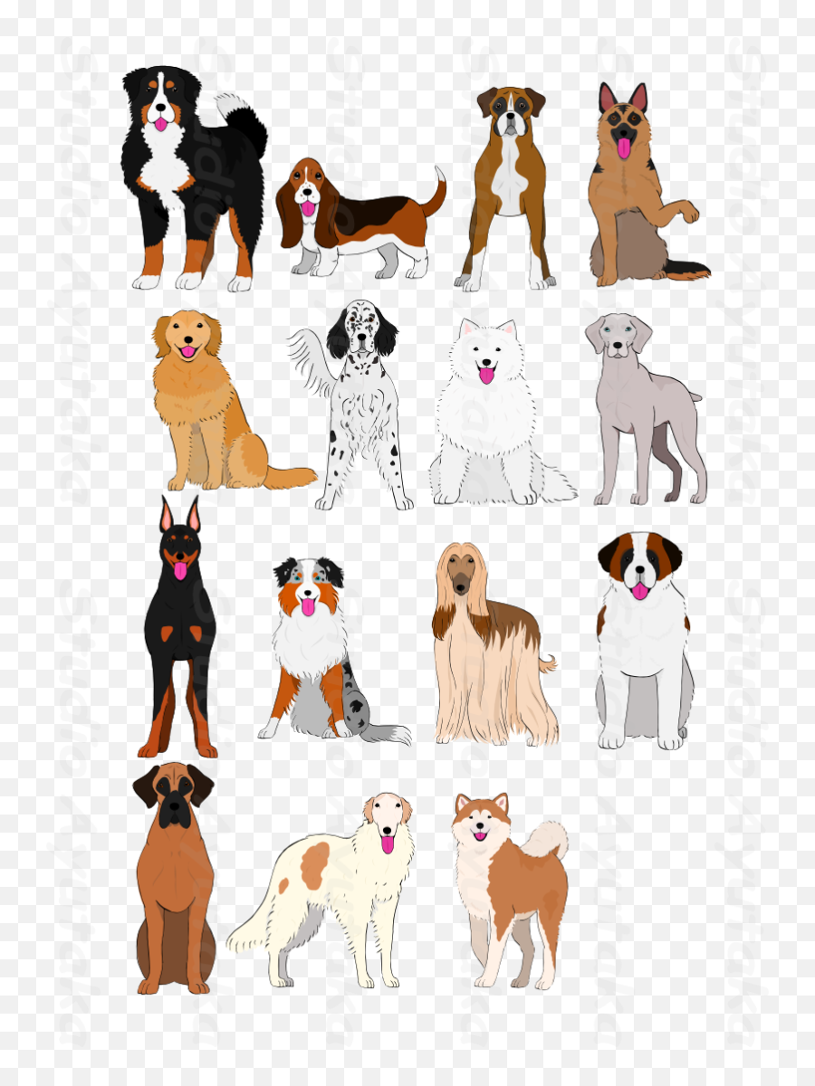 Download Dogs Clipart Watercolor - Razas De Perros Grandes Dibujos Emoji,Dogs Clipart