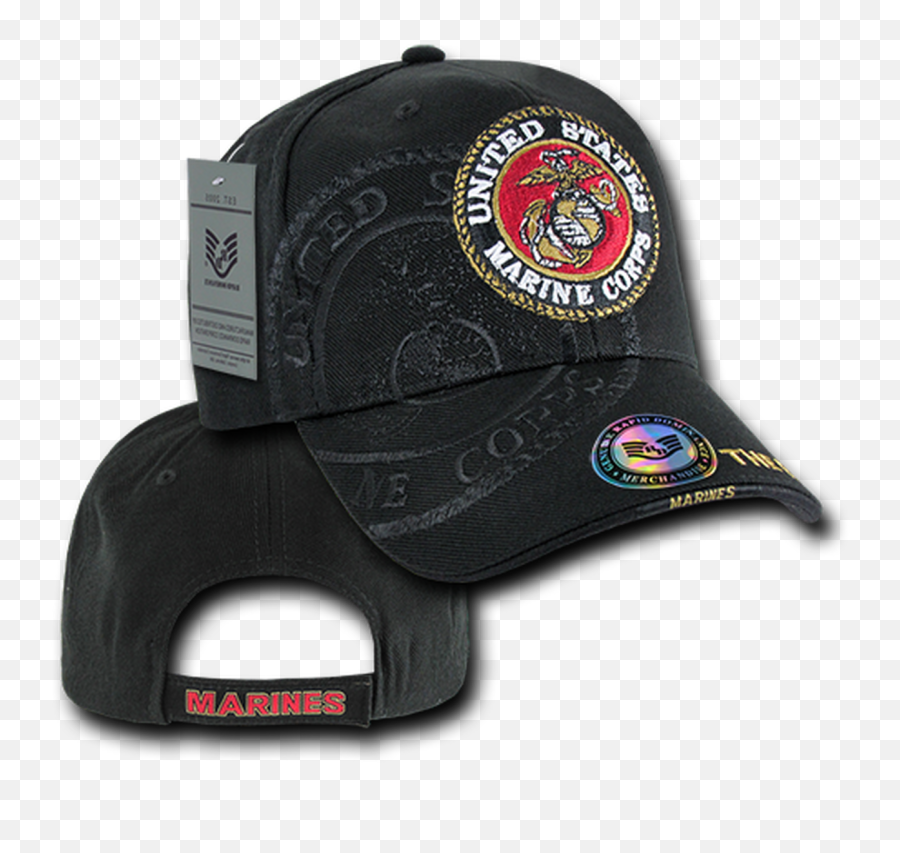S007 - Us Marines Logo Shadow Cap Direct Embroidered Black Baseball Cap Emoji,United States Marine Corps Logo