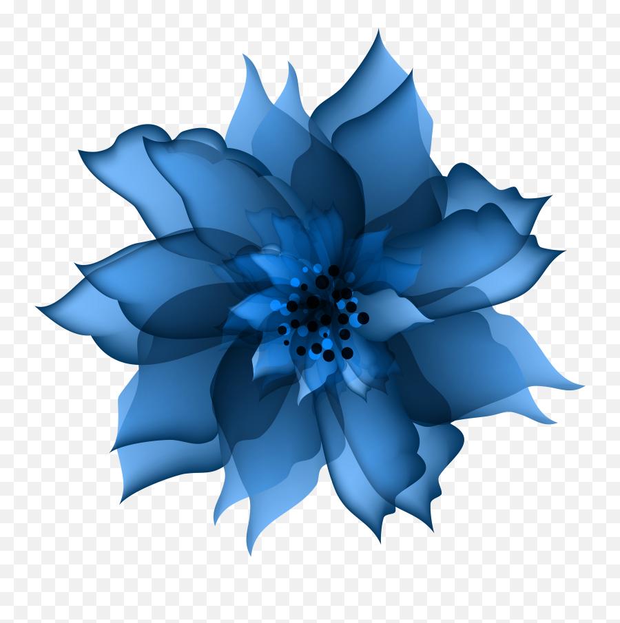 Blue Flowers Transparent Free Blue - Transparent Clip Art Blue Flower Emoji,Flower Transparent
