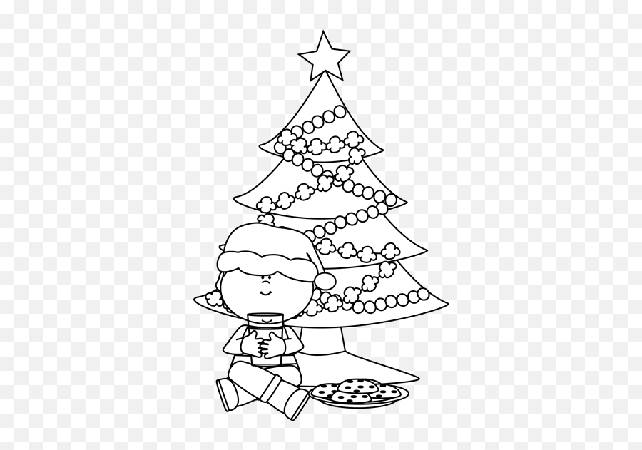 Christmas Clip Art - Christmas Images Behind And Infront Clipart Black And White Emoji,Tree Clipart Black And White