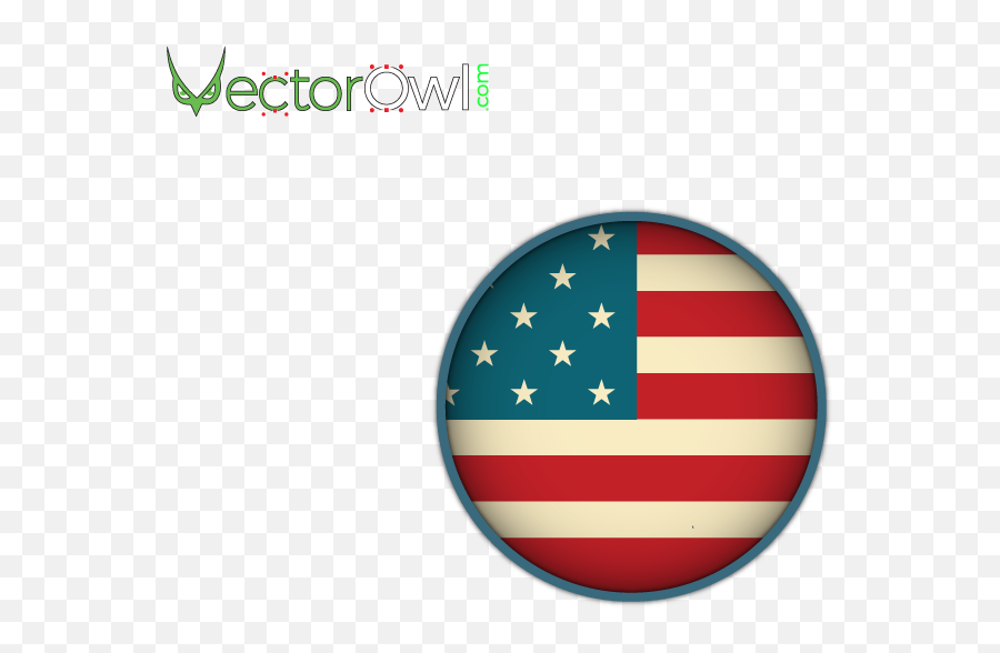 American Flag Retro Look Vector - Circle Full Size Png Emoji,American Flag Vector Png