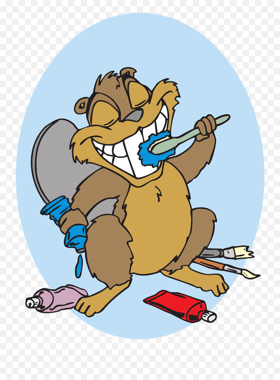 Brushing Cartoon Beaver Art Animal - Animal Brushing Teeth Clipart Emoji,Brush Teeth Clipart