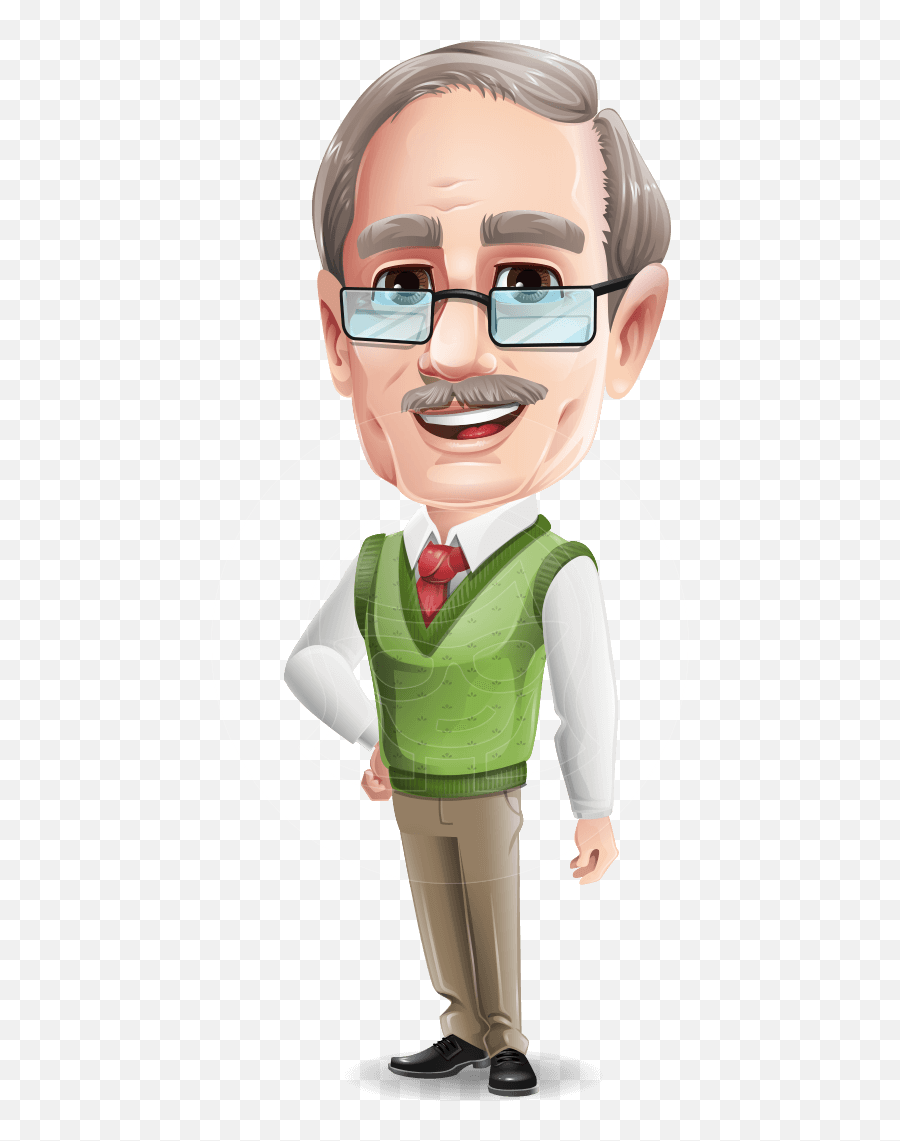 Elderly Teacher With Moustache Cartoon Character Vector Cartoon Character Graphicmama Emoji,Teacher Talking Clipart