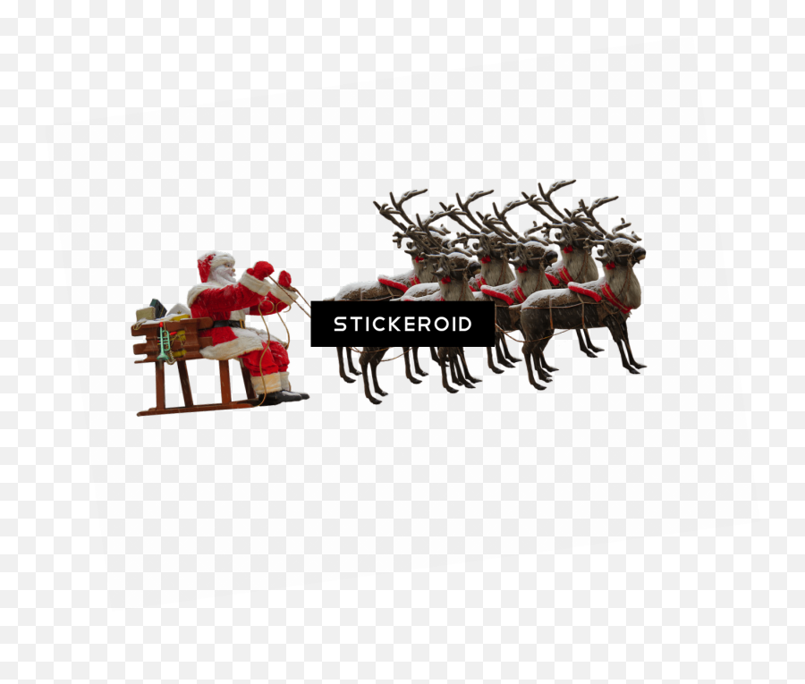 Santa Claus Reindeer Png Png Image With - Merry Christmas Emoji,Reindeer Png
