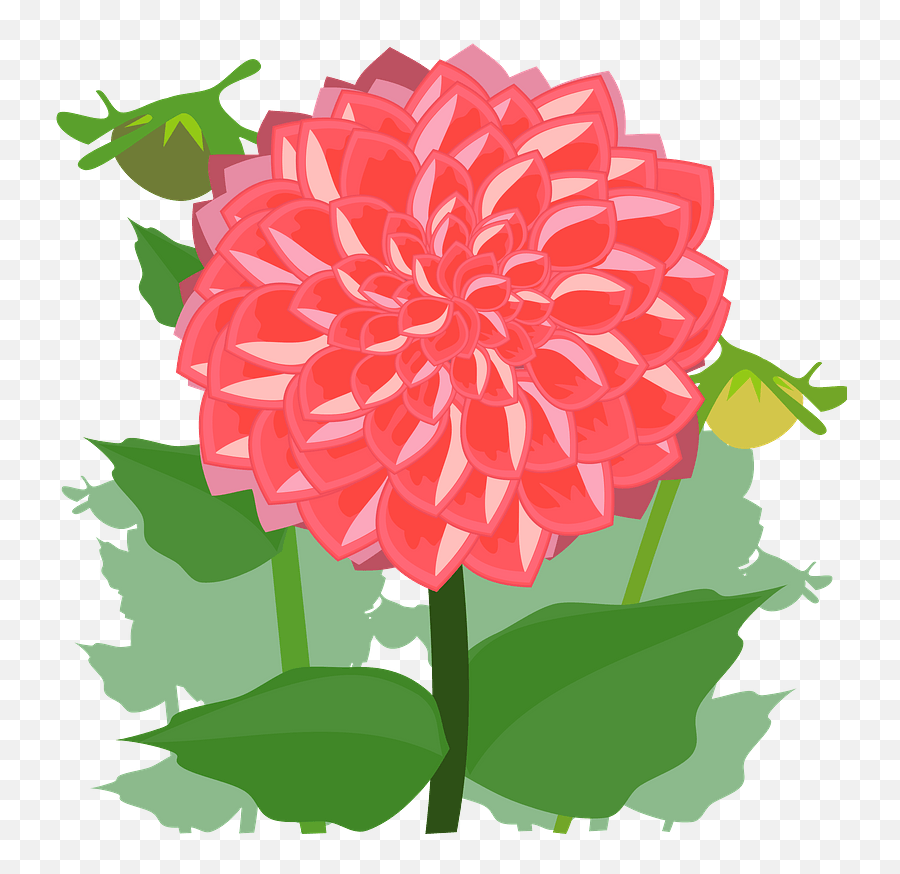 Red Flower With Stem And Leaves Clipart Free Download - Dália Desenho Emoji,Stem Clipart