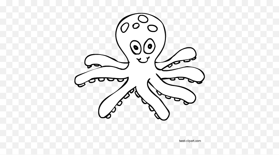 Octopus Clipart Black And White Octopus Black And White - Octopus Clipart Black And White Transparent Emoji,Octopus Clipart