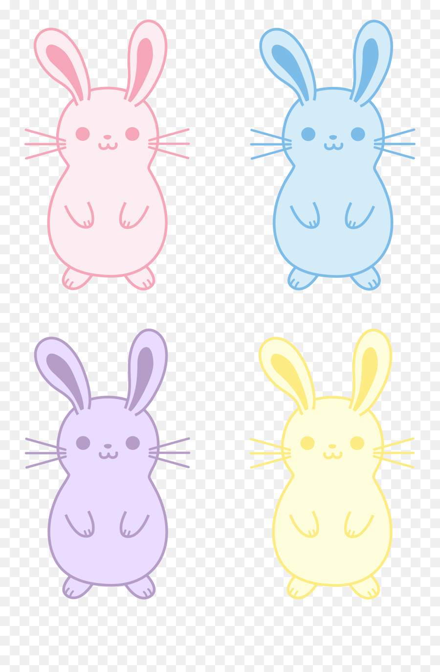 Set Of Four Cute Easter Bunnies - Free Clip Art Easter 4 Cute Bunnies Cartoon Emoji,Easter Bunny Clipart