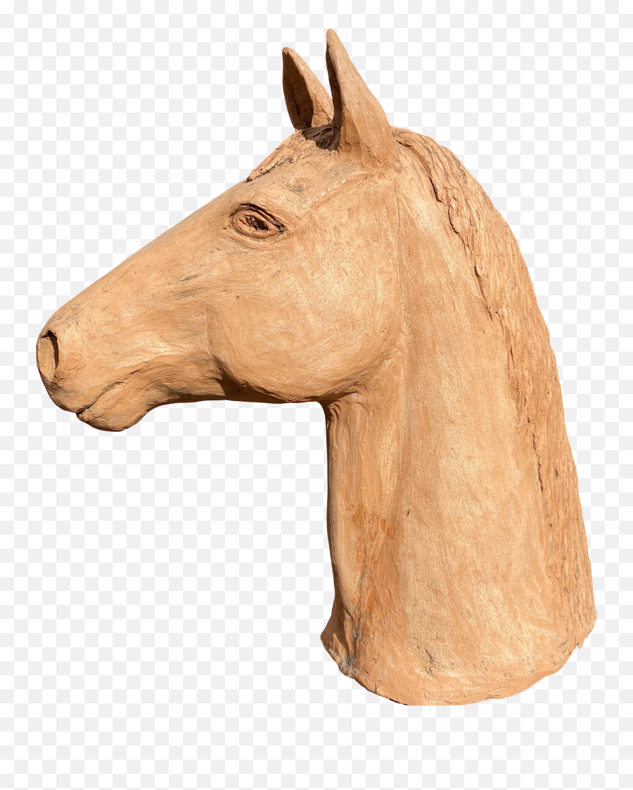 Sculpted Terracotta Horse Head Bust Signed Emoji,Horse Head Png