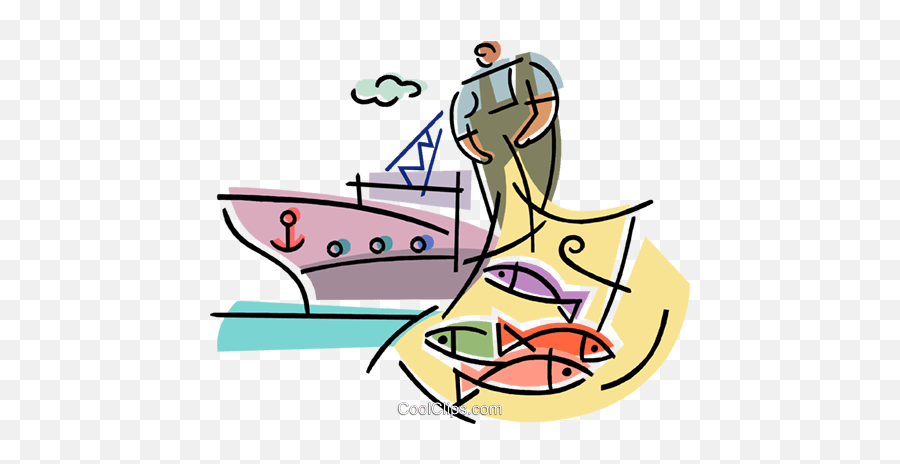 Commercial Fishing Royalty Free Vector Clip Art Illustration - Fishing Industry Clipart Emoji,Free Commercial Clipart