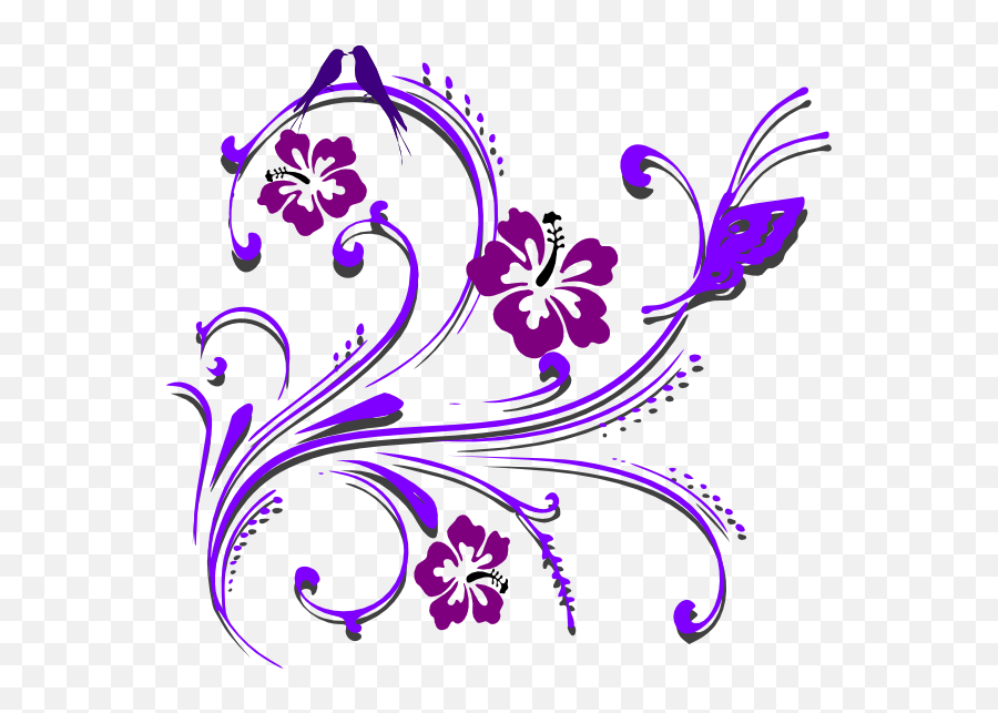 Purple Flower Vine Clipart - Purple Butterfly Scroll Clip Art Emoji,Vine Clipart
