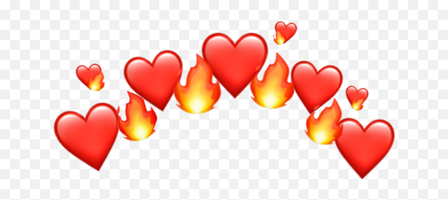 Red Emoji Heart Fire Crown Ftestickers - Heart Crown With Fire,Fire Emoji Png