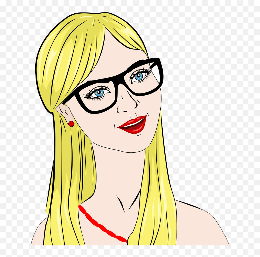 Pretty Blonde Girl With Glasses Transparent - Clipart World Emoji,Girl Drawing Png