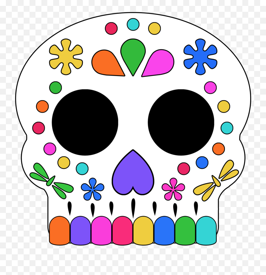 Colored In Day Of The Dead Sugar Skull - Printable Sugar Skull Diy Emoji,Sugar Skull Clipart