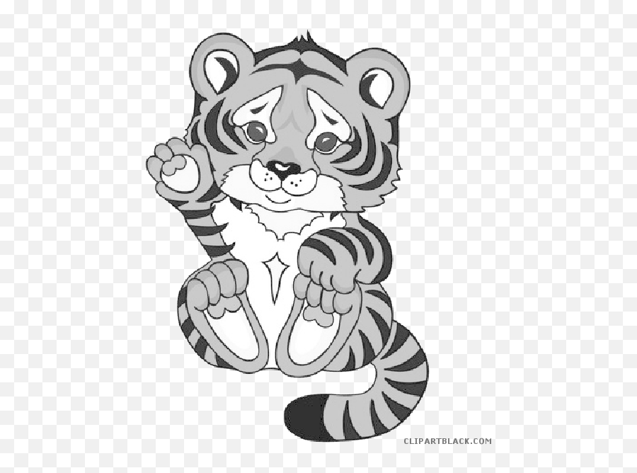 Clipart Tiger Cute Clipart Tiger Cute - Black And White Animation Of A Tiger Emoji,Tiger Clipart Black And White