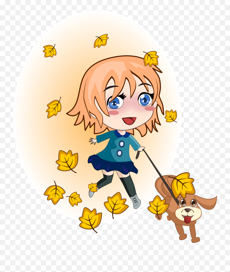 Girl With Dog Clipart - Girl And A Dog Running Emoji,Dog Clipart