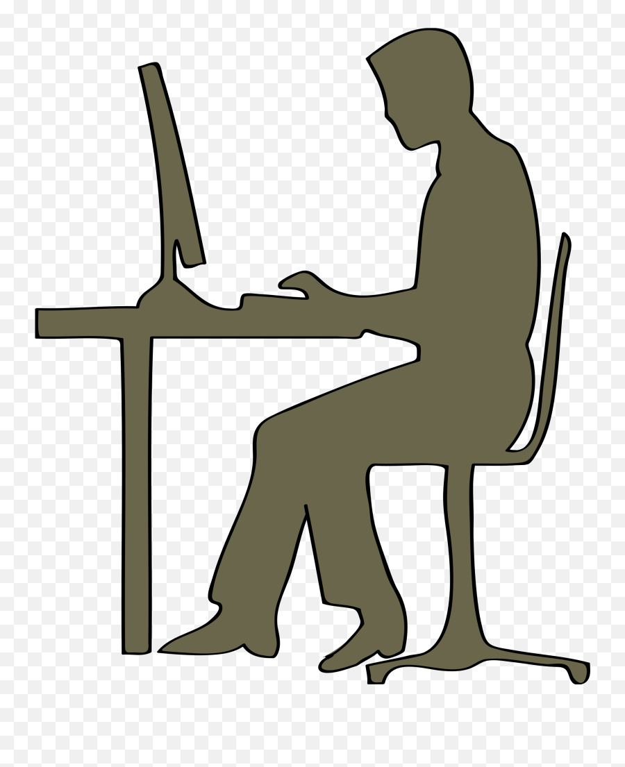 Free Person Sitting At Desk Silhouette Download Free Person - Man On Desk Computer Clipart Emoji,Person Sitting Png