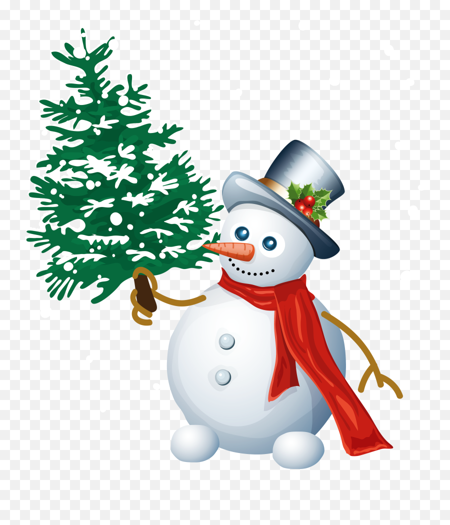 Snowman With Tree Png Clipart Christmas Tree Clipart - Snowman Christmas Clipart Png Emoji,Christmas Tree Clipart