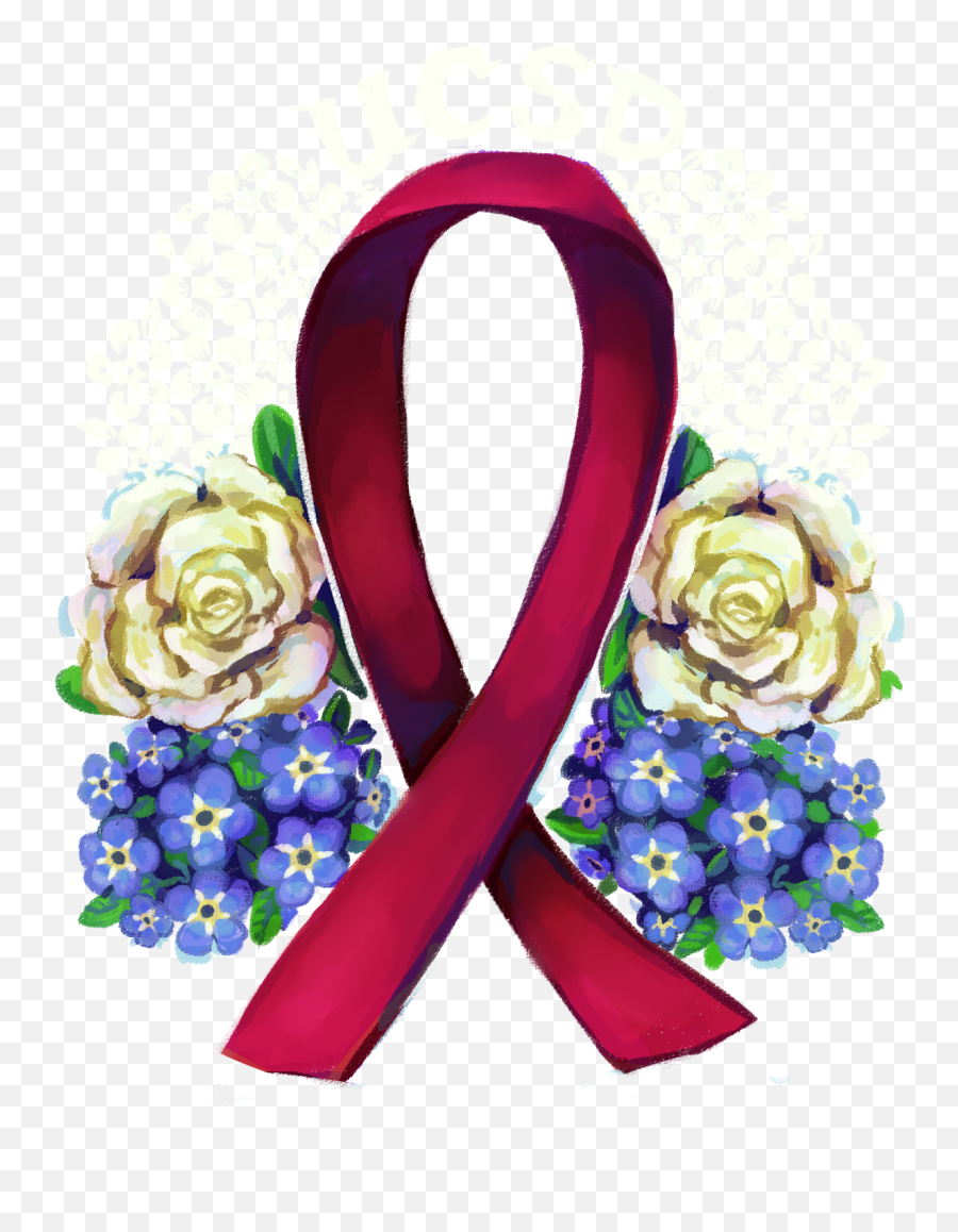 World Aids Day Red Ribbon With Flowers Clipart Emoji,Red Ribbon Clipart