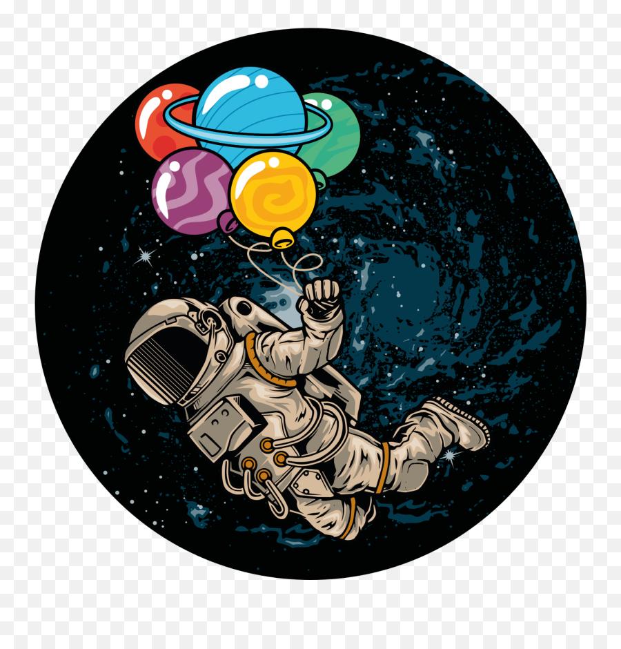 Astronaut Floating In Space With Balloons Rug - Tenstickers Emoji,Floating Astronaut Clipart