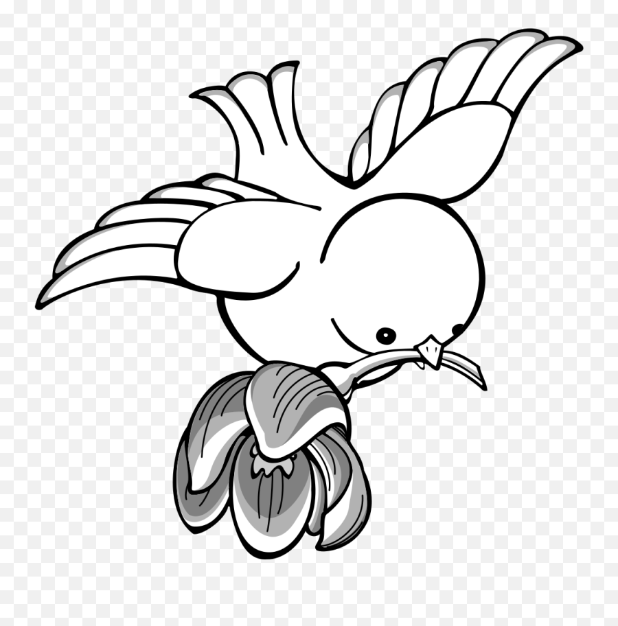 Download Bird Flying With Flower Clip - Flying Birds Clipart Coloring Emoji,Bird Clipart Black And White
