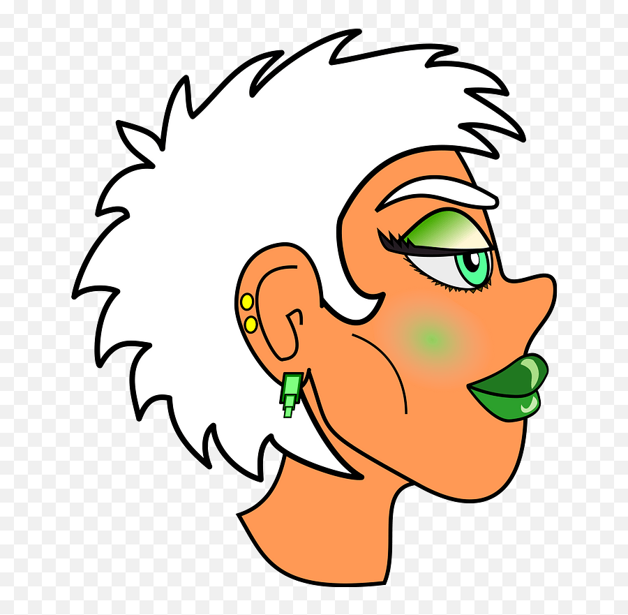 New Wave Girl - White Hair Green Makeup Medium Skin Tone Emoji,Makeup Clipart Png