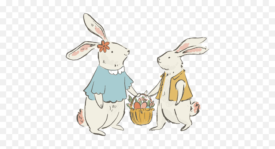 Cute Easter Bunnies Illustration - Transparent Png U0026 Svg Cute Easter Bunny Emoji,Easter Bunny Png