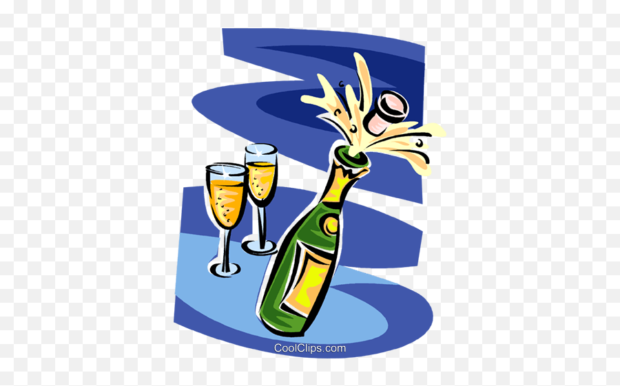 Champagne Bottle And Glasses Royalty Free Vector Clip Art - Immagini Di Champagne E Bicchieri Emoji,Champagne Bottle Clipart