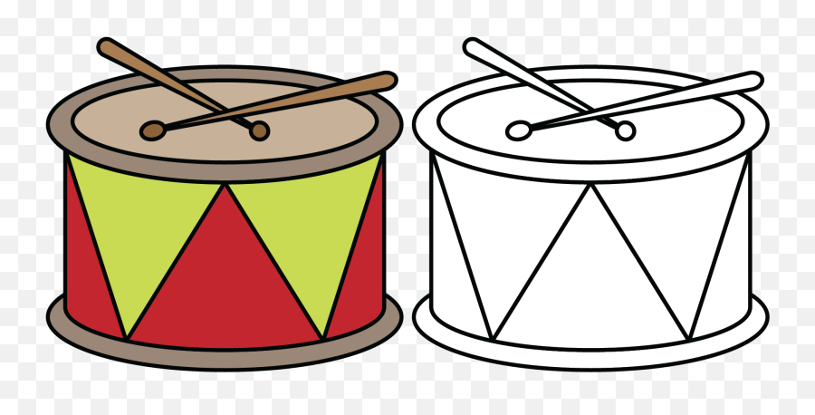 Coloring Drum For Kids - Drum Clipart Black And White Png Emoji,Drum Set Clipart