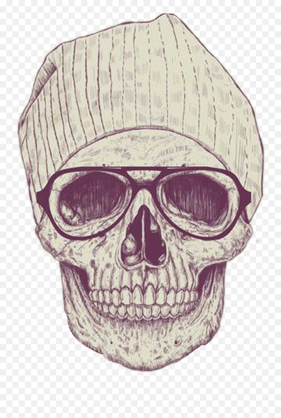 Skull Hipster Glasses Beanie Cool - Draw A Cool Hat Emoji,Hipster Glasses Png