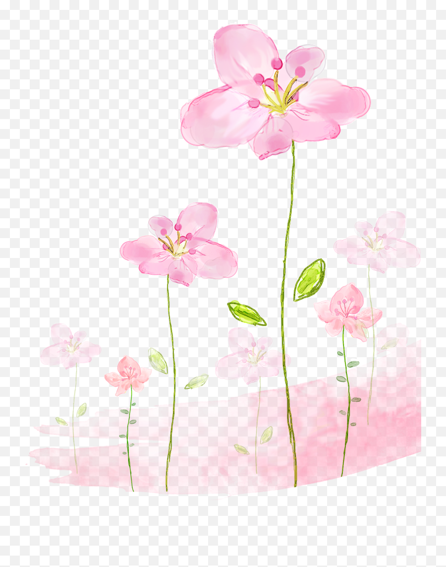 Watercolor Painting Flower - Pink Flowers Background Png Emoji,Watercolor Flower Transparent Background