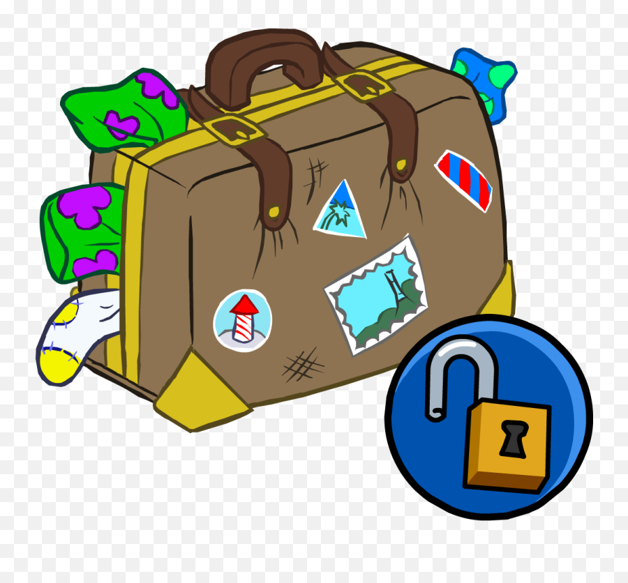 Hand Items Club Penguin - Overflowing Suitcase Clipart Png Overflowing Suitcase Clipart Emoji,Suitcase Clipart