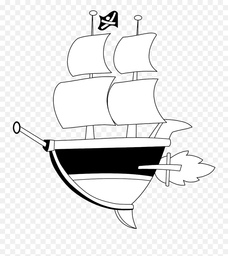 Ship Clipart Black And White Emoji,Pirate Ship Clipart Black And White